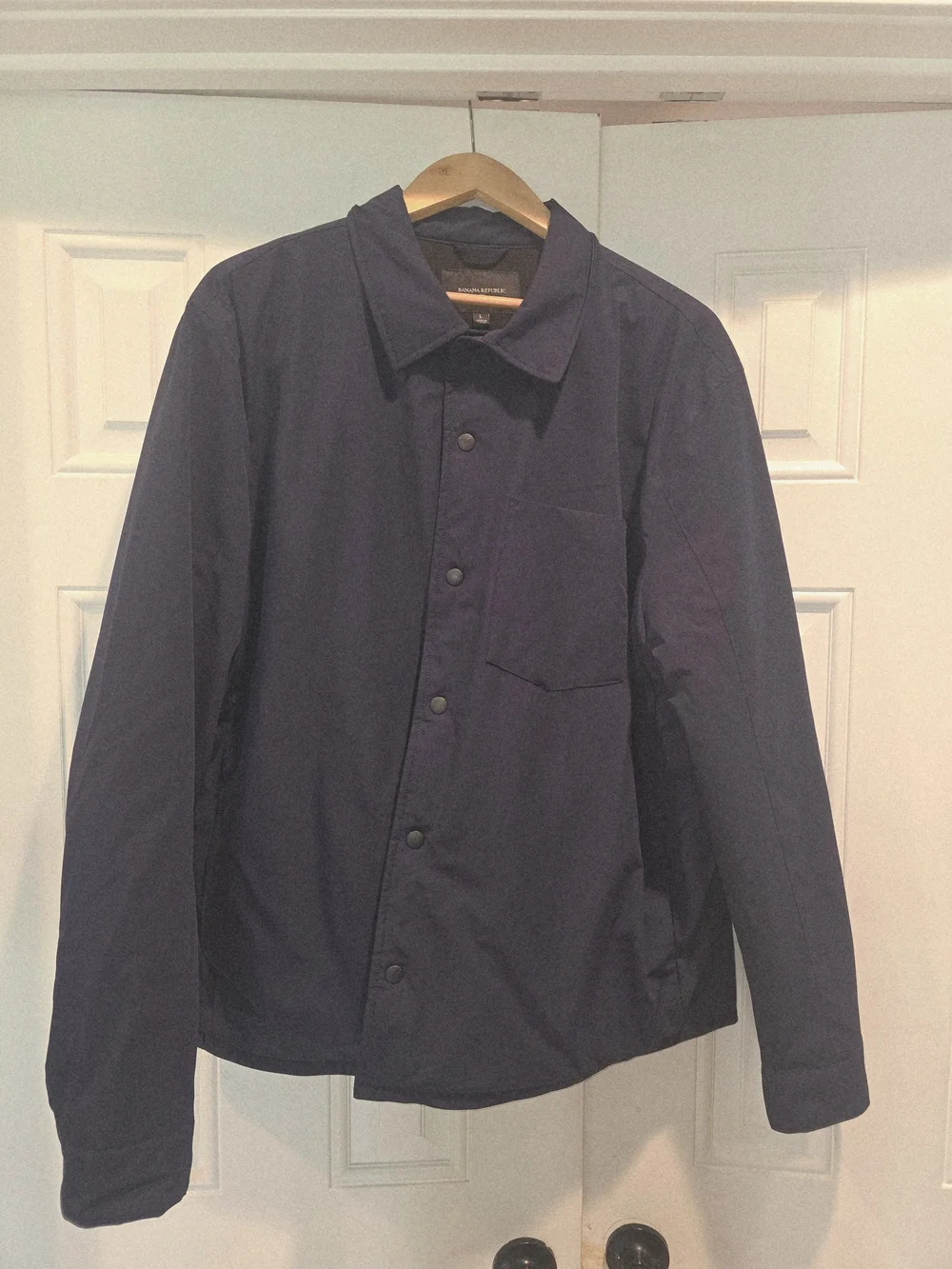 Men's Navy Lightweight Button-Front Shirt Jacket